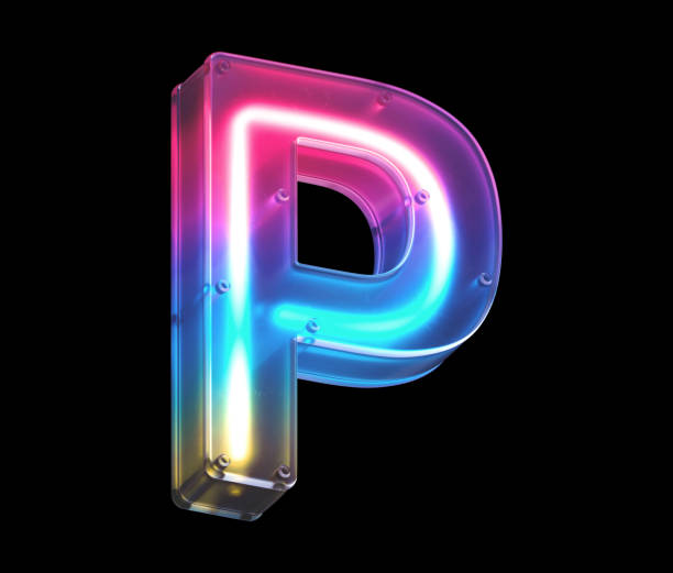 istock Glowing neon under matte glass. Font. 1340947113