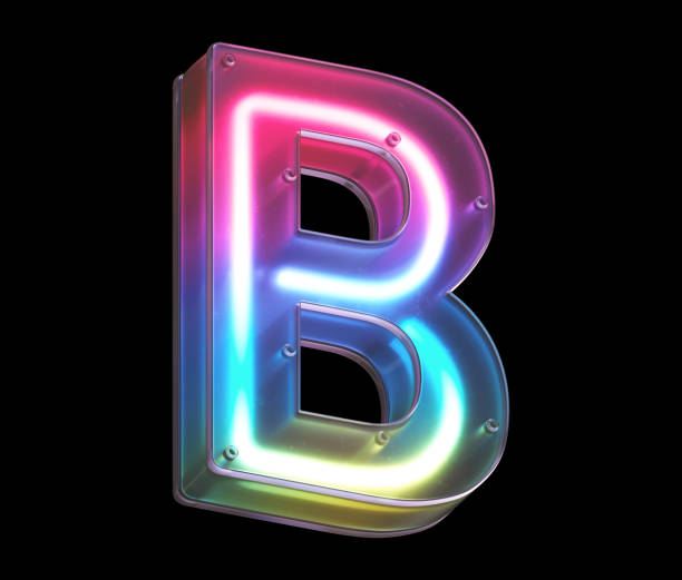 istock Glowing neon under matte glass. Font. 1340947197