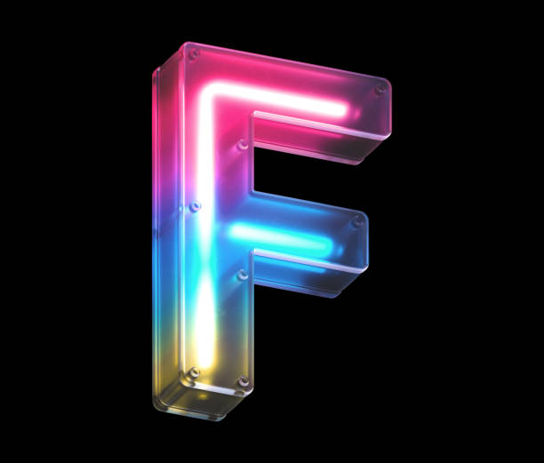 istock Glowing neon under matte glass. Font. 1340947259