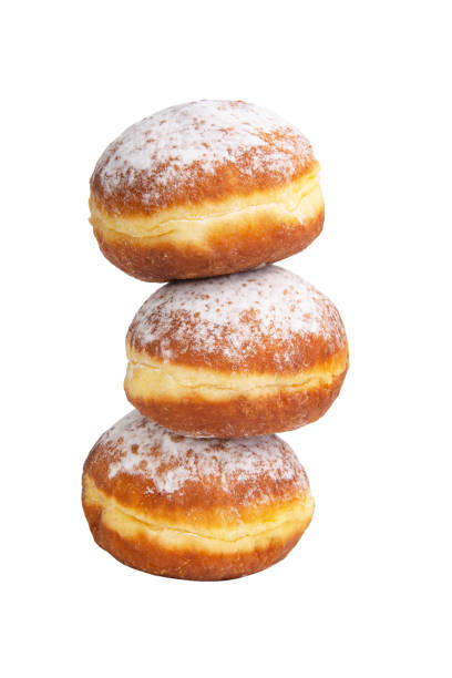 istock Bright tasty berliner donuts ball isolated on the white background 1340947758