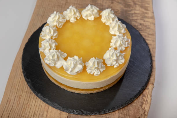 istock Homemade lemon cake decorated with whipped cream 1340950789