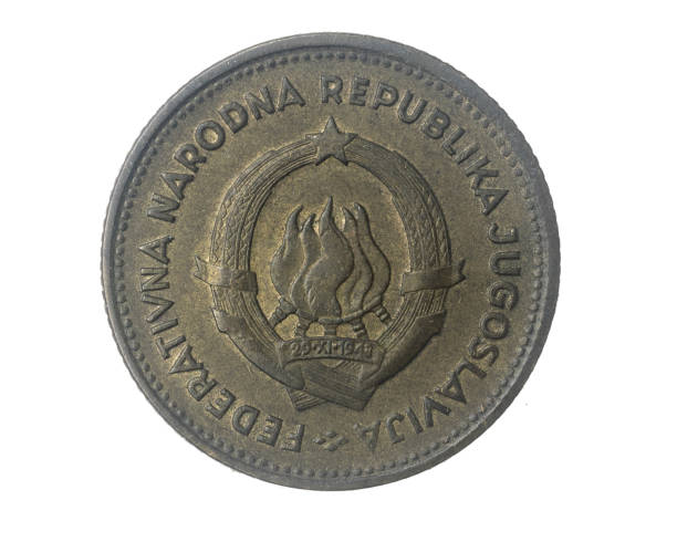 istock Yugoslavia ten dinara coin on a white isolated background 1340950821