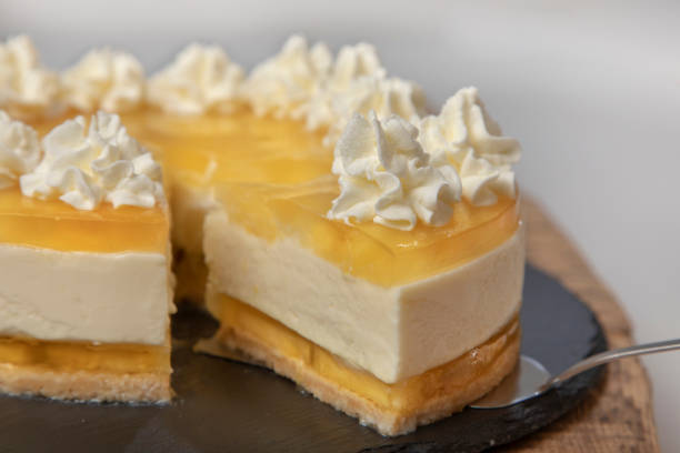 istock Homemade lemon cake decorated with whipped cream 1340950836