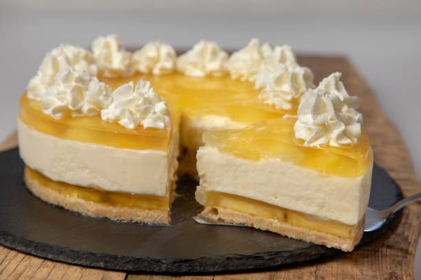 istock Homemade lemon cake decorated with whipped cream 1340950855