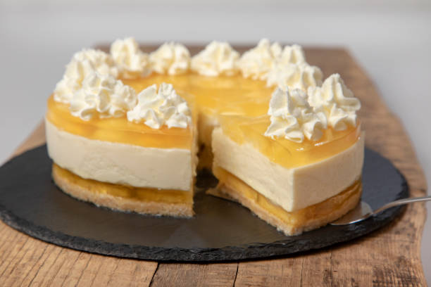 istock Homemade lemon cake decorated with whipped cream 1340950912