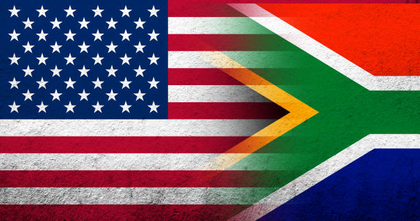 illustrations, cliparts, dessins animés et icônes de drapeau national des états-unis d’amérique (usa) avec drapeau national de l’afrique du sud. contexte grunge - south africa flag africa south african flag