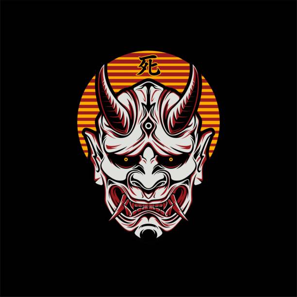 Modern, Trendy, Youthful Traditional Japanese Oni Mask Tattoo And T-shirt Lifestyle Design Branding Identity Illustration Download the premium version for the best editable file. hannya stock illustrations