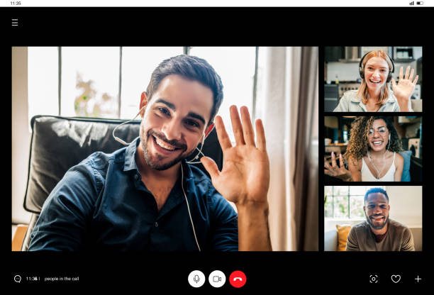 istock Business people on a work video call from home. 1340956109