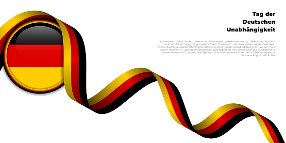 German Independence day Abstract background with waving germany flag. Germany text mean is German Independence day. Good template for German independence day or national day design.