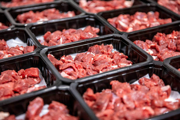 istock Fresh raw diced red beef meat (chopped in cubes) in a styrofoam container with copy space for text. 1340961826