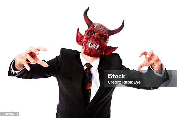 Negócios Demónio - Fotografias de stock e mais imagens de Máscara de diabo - Máscara de diabo, Vestir-se, Adulto