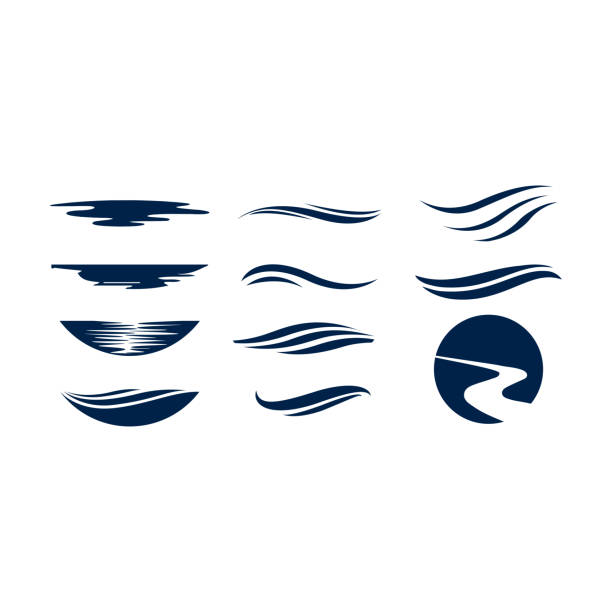 river icon logo company. isolated on white background. - logo stock illustrations