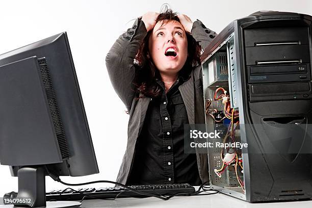 Computer Mania Stock Photo - Download Image Now - 30-39 Years, Accidents and Disasters, Adult