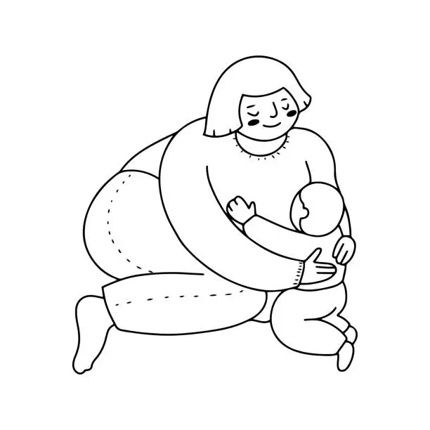 Vector illustration of Mother in linear style