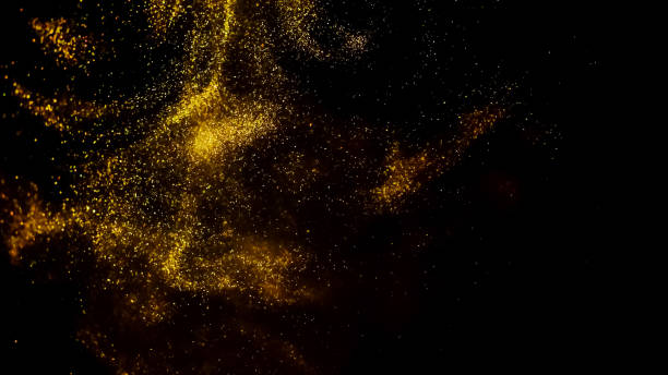 istock Golden paint cloud with glitter in water isolated on black background 1340974167