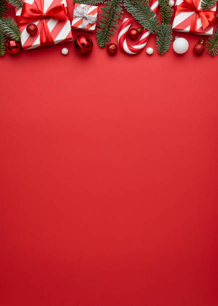 istock Christmas or New Year red background with border 1340980197
