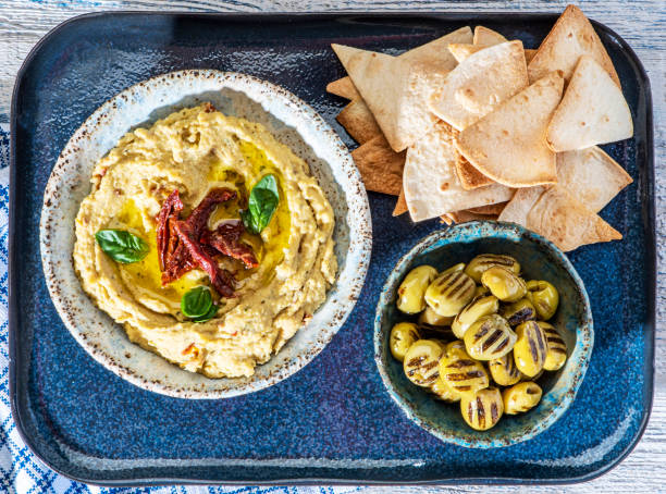 istock Hummus made with sun-dried tomatoes and basil 1340982537