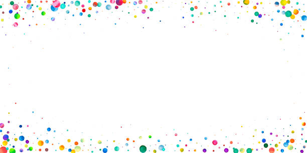 istock Watercolor confetti on white background. Alluring rainbow colored dots. Happy celebration wide colorful bright card. Resplendent hand painted confetti 1340983618