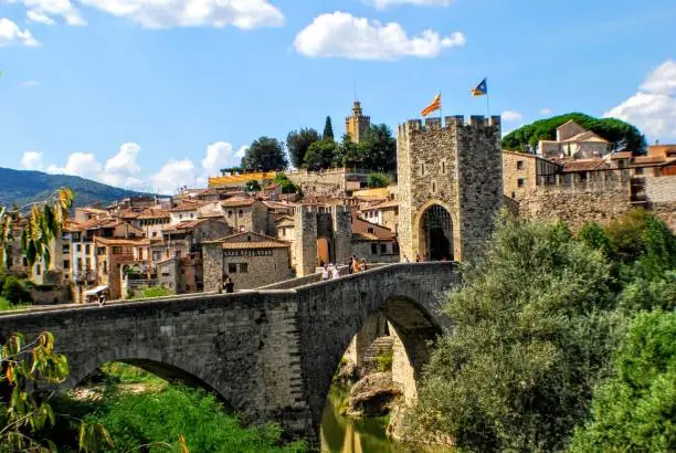Medieval bridge of Besalu, Besalu, Girona, Spain