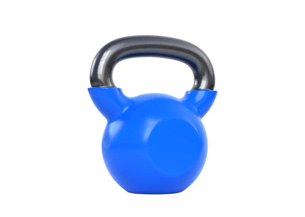 istock Realistic blue Iron kettlebell isolated on white background 1340989493