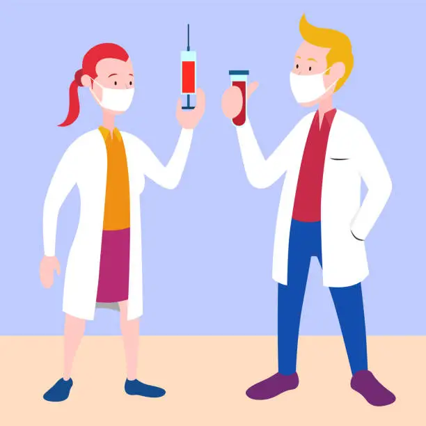 Vector illustration of Doctors with vaccine