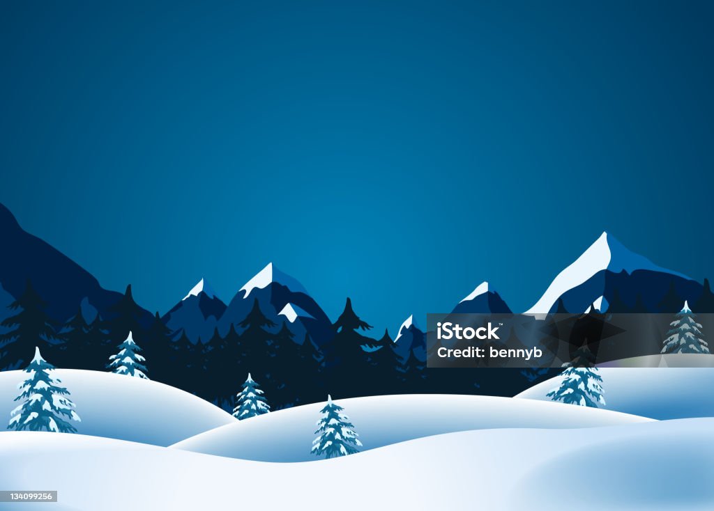 Zimowy krajobraz - Grafika wektorowa royalty-free (Góra)