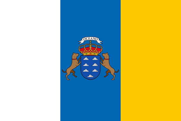 Canary Islands Flag The flag of the Canary Islands. Drawn in the correct aspect ratio. File is built in the CMYK color space for optimal printing, and can easily be converted to RGB without any color shifts. tenerife stock illustrations