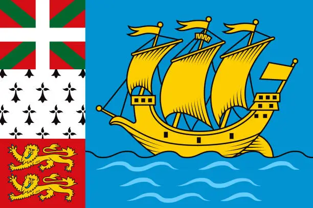 Vector illustration of Territorial Collectivity of Saint-Pierre and Miquelon Flag