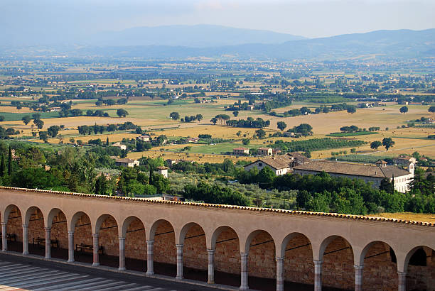 istock Corridor of cathedral and Umbria plain in Italy 134099397