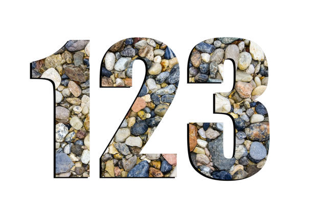 istock 123 numbers. Stone design alphabet, collection of letters isolated on white 1340996972