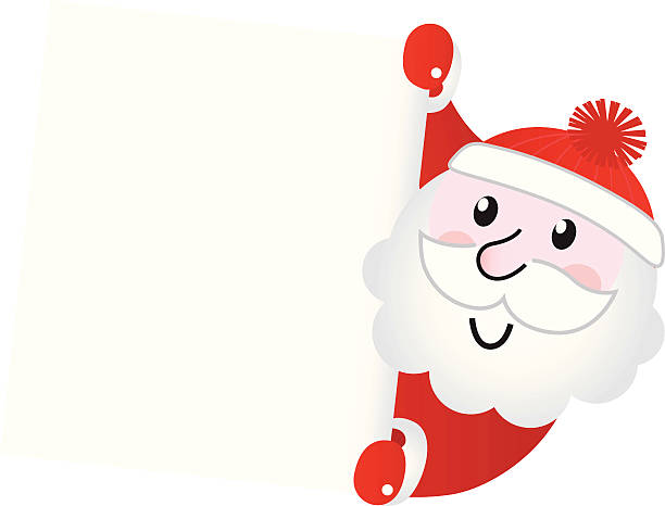 Santa Claus holding blank banner sign, isolated on white vector art illustration