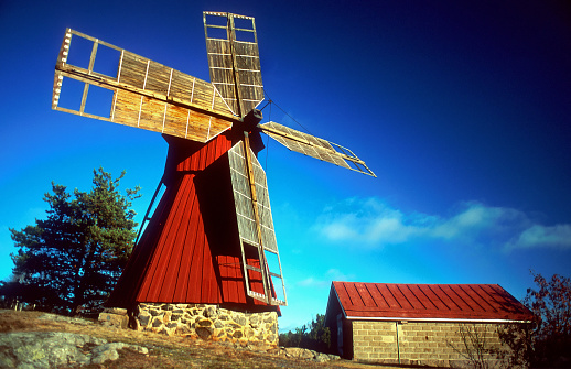 Typical wooden windmill in Turku, Finland