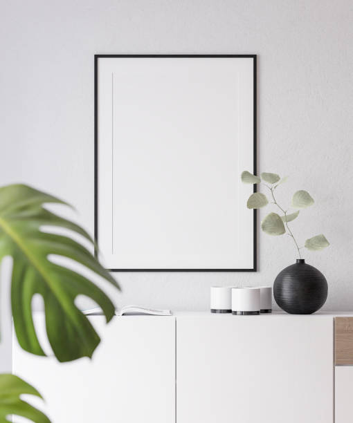 istock Interior Poster Frame Mockup with Modern Furniture Decoration 1341001548