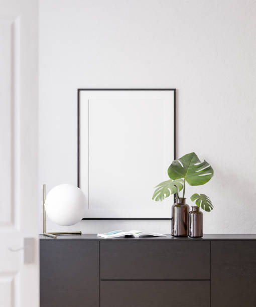 istock Interior Poster Frame Mockup with Modern Furniture Decoration 1341001549