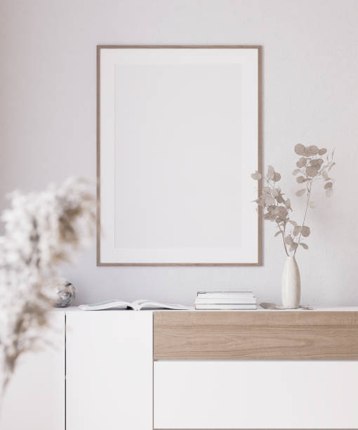 istock Interior Poster Frame Mockup with Modern Furniture Decoration 1341001569