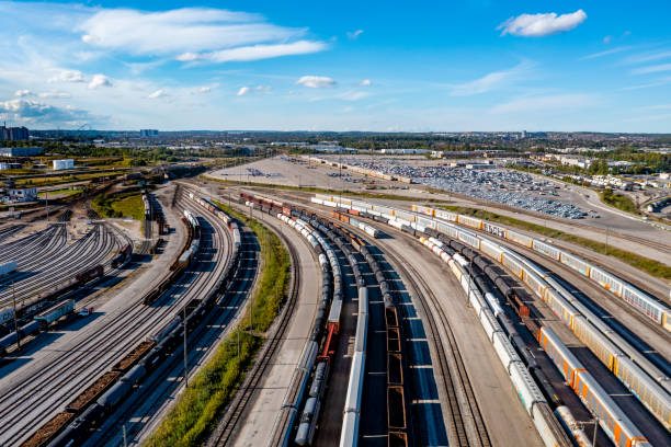 istock Aerial View of Rail Classification Yard, The MacMillan Yard, Maple, Vaughan, Canada 1341004098
