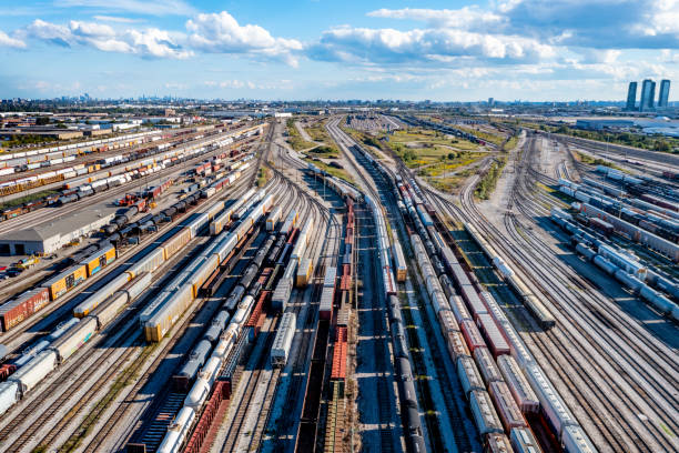 istock Aerial View of Rail Classification Yard, The MacMillan Yard, Maple, Vaughan, Canada 1341004156
