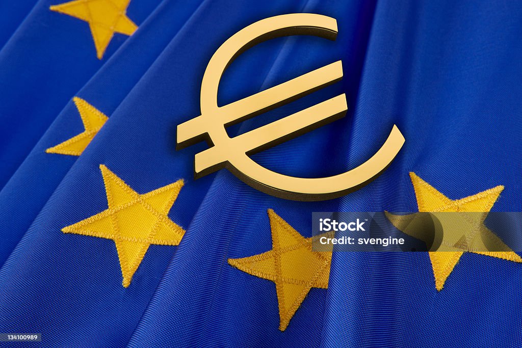 Bandeira Euro e da União - Royalty-free Amarelo Foto de stock