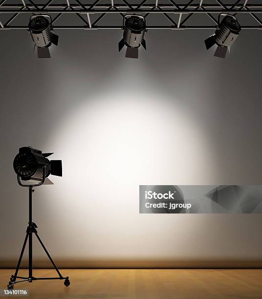 Spot Lit Wall Stock Photo - Download Image Now - Spotlight, Movie, Spot Lit