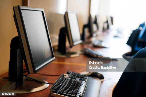 Computer Room Stock Photo - Download Image Now - Internet Cafe, Bright, Chair