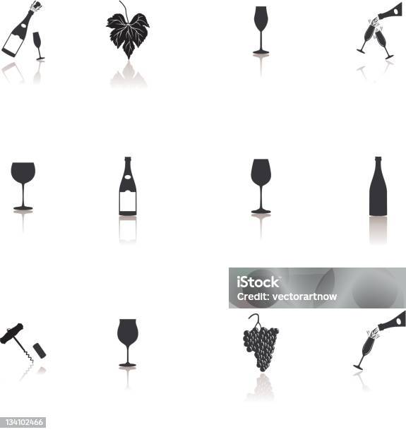 와인 및 포도원입니다 아이콘크기 와인에 대한 스톡 벡터 아트 및 기타 이미지 - 와인, 코르크 스크류, 마시기