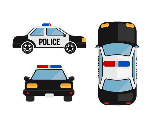 amerikanische polizeiauto vektor illustration set - usa presidents flash stock-grafiken, -clipart, -cartoons und -symbole