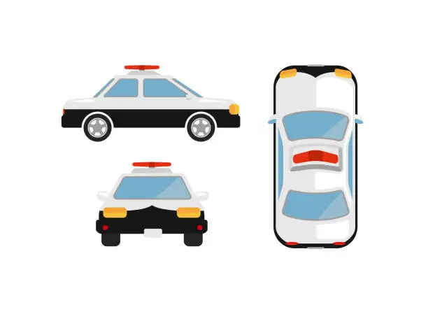 Vector illustration of Japanese police car vector illustration set