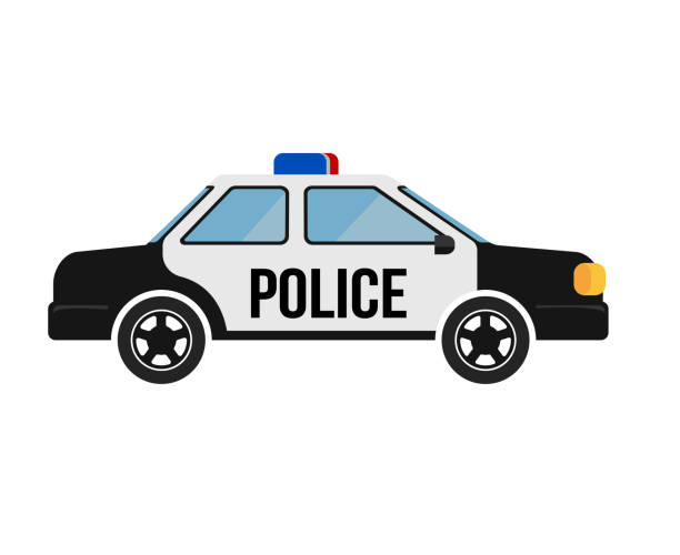 amerikanische polizeiauto vektor illustration (seitenansicht) - usa presidents flash stock-grafiken, -clipart, -cartoons und -symbole