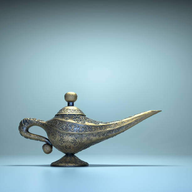 istock Lamp of desires on a blue background . 1341029341