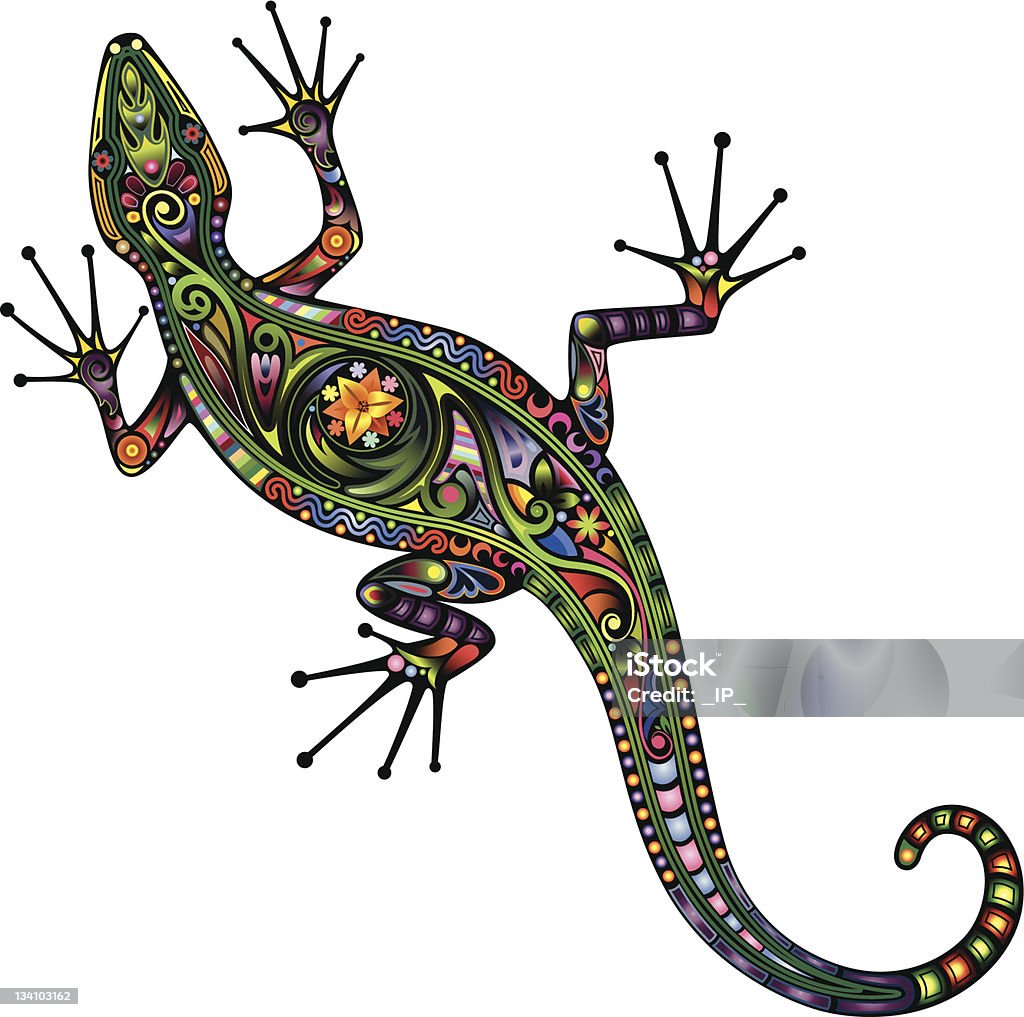 Lizard A silhouette of a lizard, collected from the variegated elements of vegetable nature. Animal stock vector