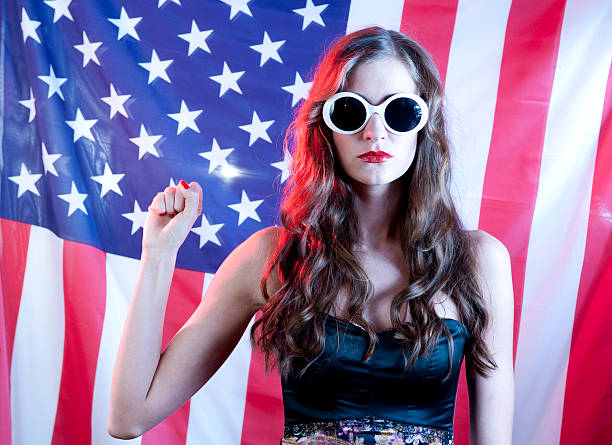 Woman on the american flag