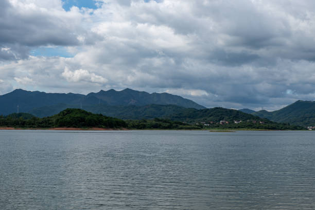 istock The sky is covered with clouds and there are waves on the water 1341038077