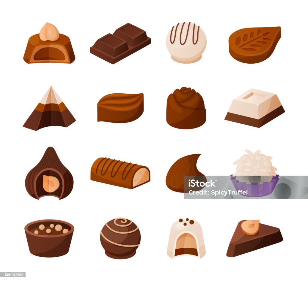 Ilustración de Caramelos De Chocolate Colección De Dulces De Dibujos Animados Postres De Leche Dulce Y Cacao Con Frutos Secos O Crema De Praliné Deliciosa Confitería Varias Trufas Sabrosas Conjunto De Alimentos Ilustración de Caramelos De Chocolate Colección De Dulces De Dibujos Animados Postres De Leche Dulce Y Cacao Con Frutos Secos O Crema De Praliné Deliciosa Confitería Varias Trufas Sabrosas Conjunto De Alimentos