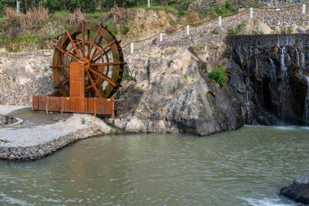istock Country scenery, stone bridges and waterwheel 1341039969